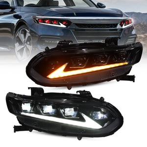 VLAND Full LED Headlights For Honda Accord 2018-2022 10th Gen With Blue Animation & Sequential