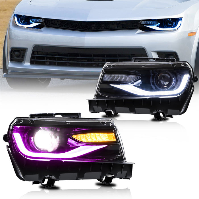 VLAND RGB Dual Beam Headlights For Chevrolet Camaro 5th Gen 2014 2015