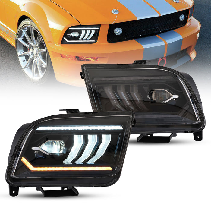VLAND LED Dual Beam Headlights For Ford Mustang 2005-2009 Front Lights Assembly [SAE. DOT.]