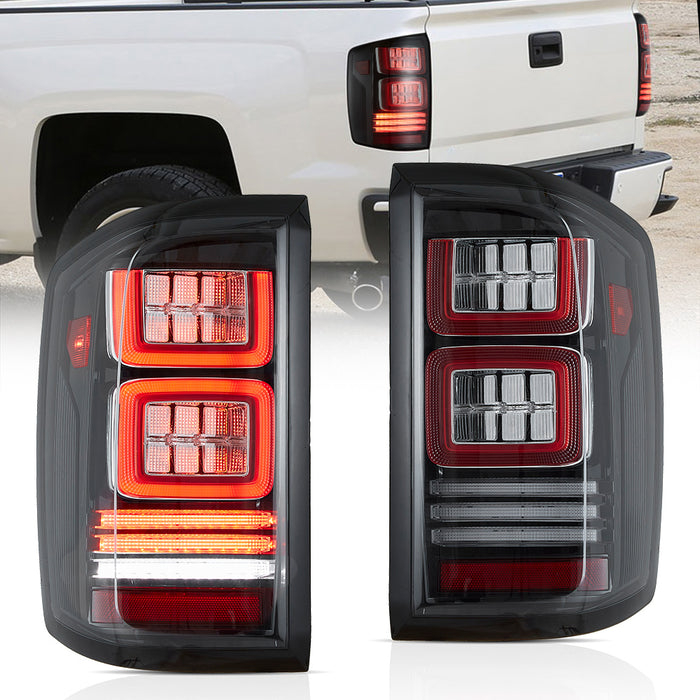 VLAND LED Tail Lights For Chevrolet Silverado 1500/2500/3500 3rd Gen 2014-2018 With Dynamic Welcome Lighting [DOT.]