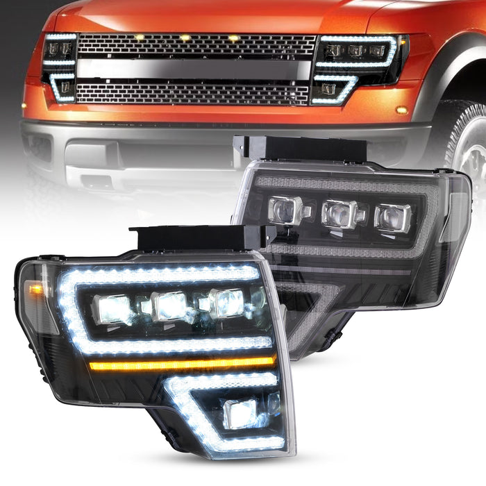 VLAND LED Projector Headlights For Ford F150 Pickup 2009-2014 With DRL [DOT. SAE.]