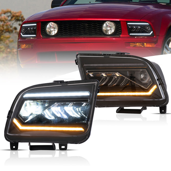 VLAND Projector Headlights For Ford Mustang 2005-2009 Front Lights Assembly [SAE. DOT.]