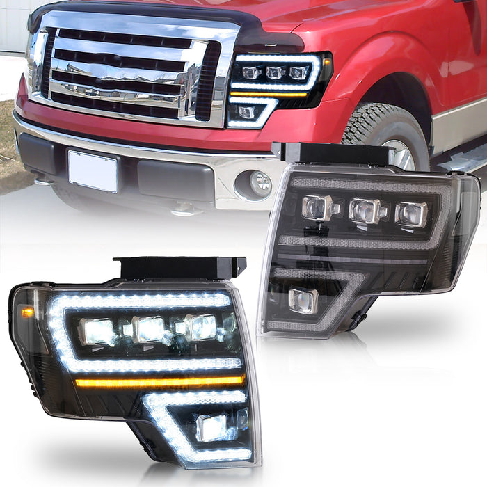 VLAND LED Projector Headlights For Ford F150 Pickup 2009-2014 With DRL [DOT. SAE.]