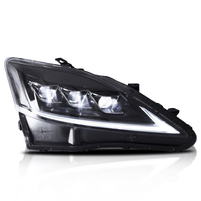 (Only Left / Right Side) VLAND Full LED Headlights For Lexus IS250 & IS350 & ISF [XE20] 2005-2013 Sedan with Sequential Turn Signals