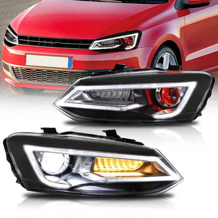 VLAND LED Headlights For Volkswagen (VW) Polo MK5 2011-2017 Turn Signal with Sequential indicators