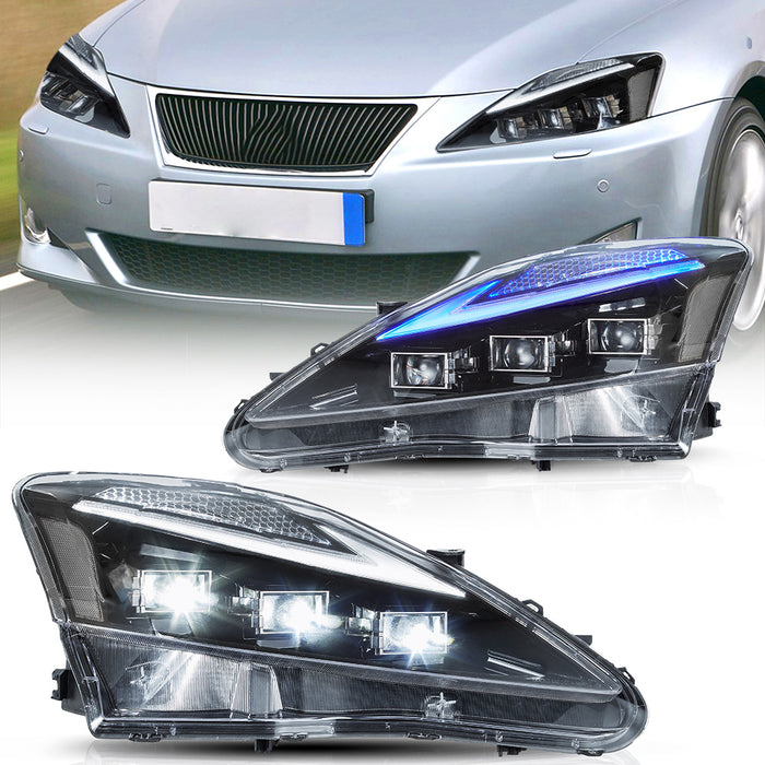 VLAND Full LED Headlights For Lexus IS250 & IS350 & ISF [XE20] 2005-2013 Sedan With Blue Breathing Animation