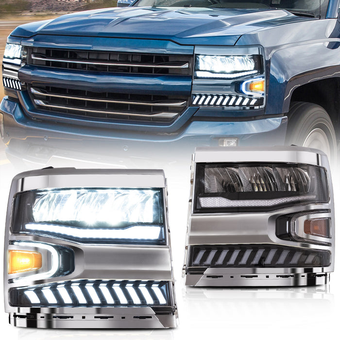 VLAND LED Headlights For Chevrolet Silverado 1500/2500/3500 2016-2019 3rd Gen Facelift [DOT. SAE.]
