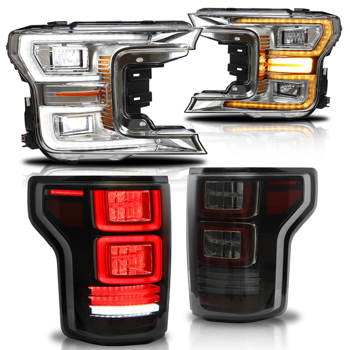 VLAND Full LED Headlights and Tail Lights For Ford F150 13th Gen Pickup 2018-2020 With Start up Animation