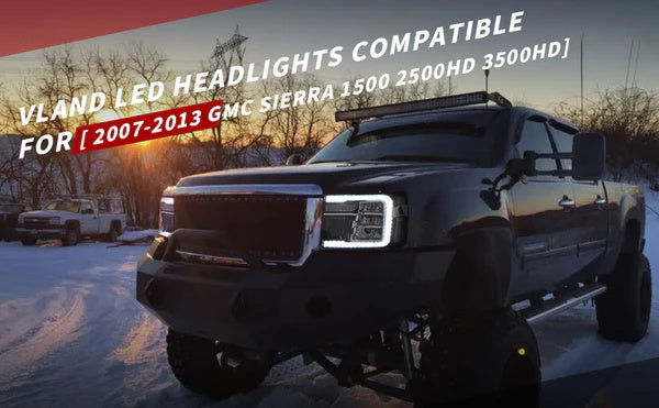 VLAND Full LED Headlights For GMC Sierra 1500 2500HD 3500HD 2007-2014 With Dynamic DRL