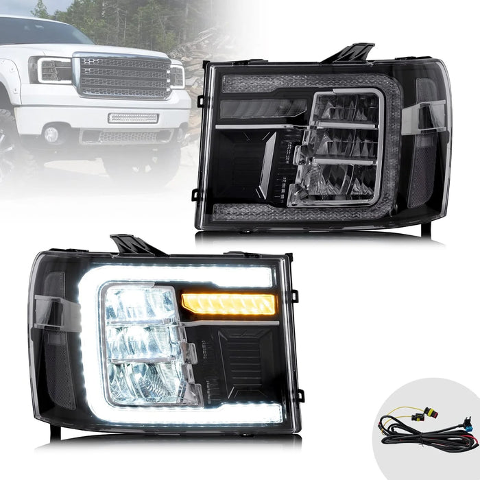 VLAND Full LED Headlights For GMC Sierra 1500 2500HD 3500HD 2007-2014 With Dynamic DRL