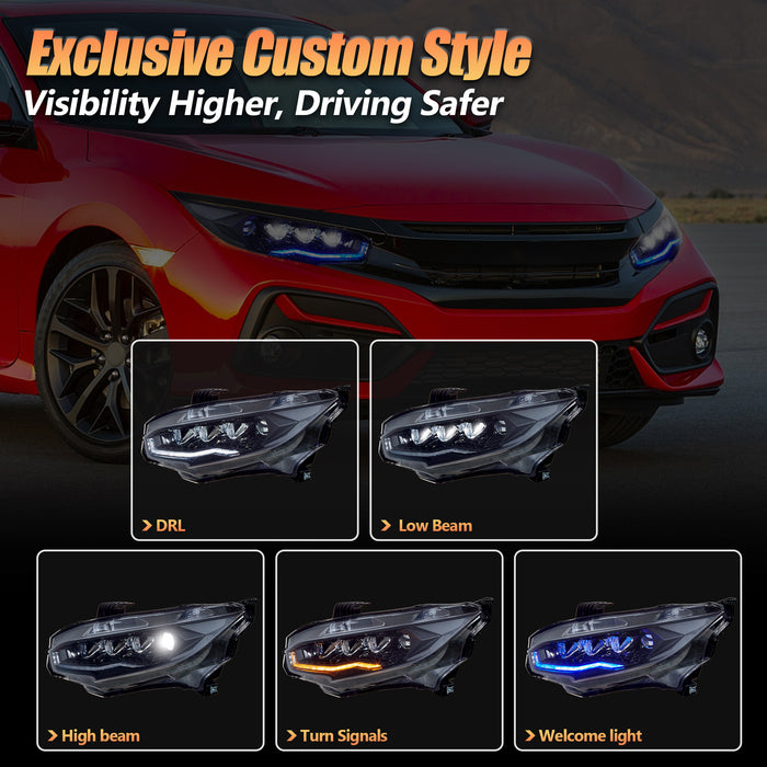 VLAND 2016-2021 Honda Civic LED Headlights Sedan / Hatchback / Coupe