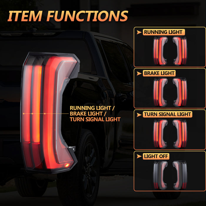 VLAND LED Tail Lights For Toyota Tundra 3rd Gen XK70 2022-2024 With Startup Animation