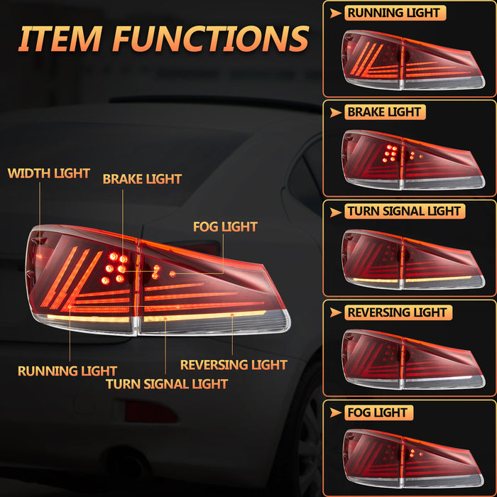 VLAND LED Taillights For Lexus IS250 IS350 2005-2013 ISF 2007-2014 [XE20] Rear Lights