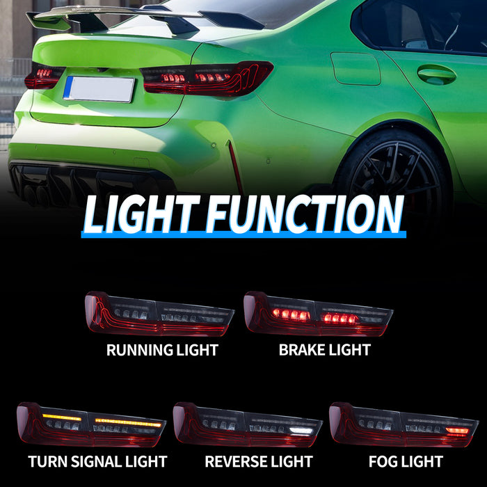 VLAND LED Laser Taillights For BMW 3-Series G20 2019-UP With Sequential Amber Turn Signals [E-MARK.]