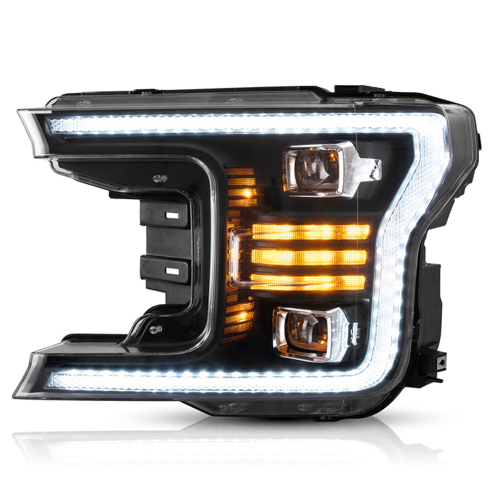 (Only Left/Right Side) VLAND LED Projector Headlights For Ford F150 13th Gen Pickup 2018 2019 2020 [SAE. / DOT. / FMVSS 108]