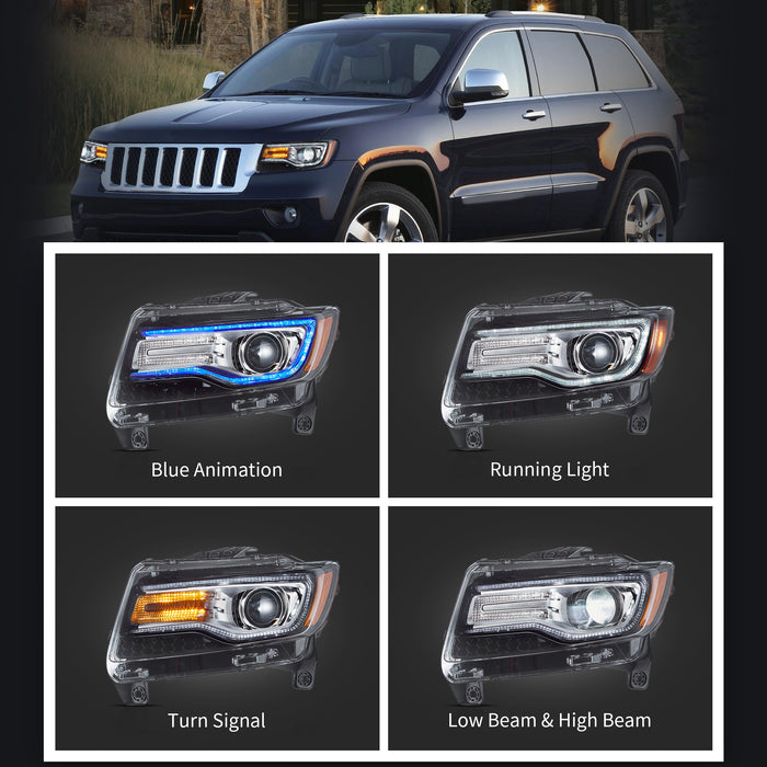 VLAND LED Headlights For Jeep Grand Cherokee WK2 2011-2013 4th Gen [DOT.]