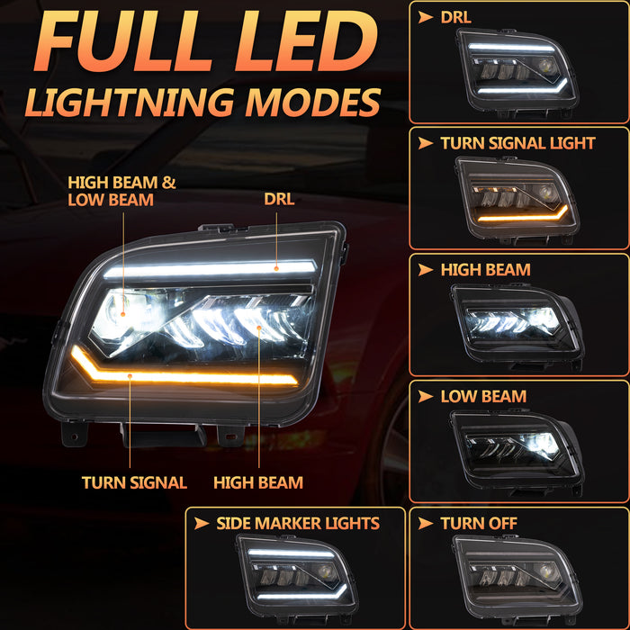 VLAND Projector Headlights For Ford Mustang 2005-2009 Front Lights Assembly [SAE. DOT.]