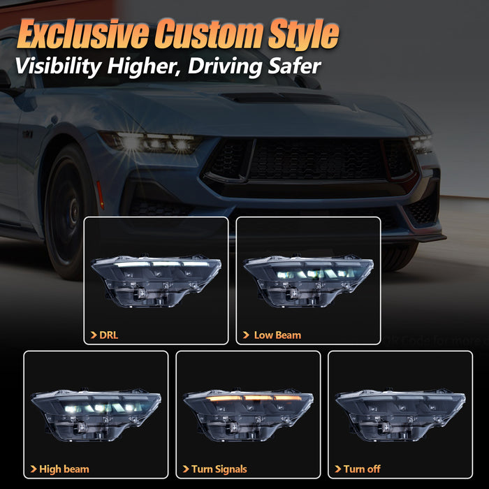 VLAND LED Headlights For Ford Mustang 2024 2025 7th Gen