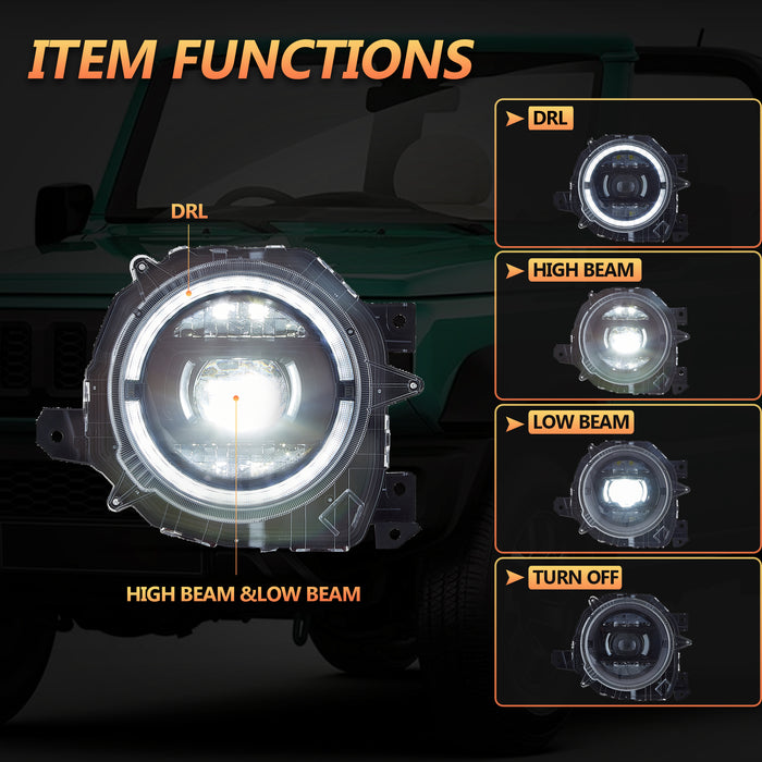 VLAND LED Dual Beam Headlights For Suzuki Jimny 2018-2023 With Start-up Animation