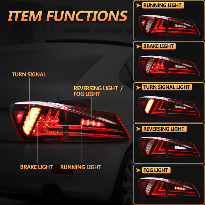 VLAND Full LED Tail Lights For Lexus IS250 IS350 2005-2013 ISF 2007-2014 [XE20]