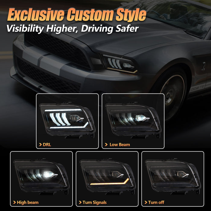 VLAND LED Dual Beam Headlights For Ford Mustang 2005-2009 Front Lights Assembly [SAE. DOT.]