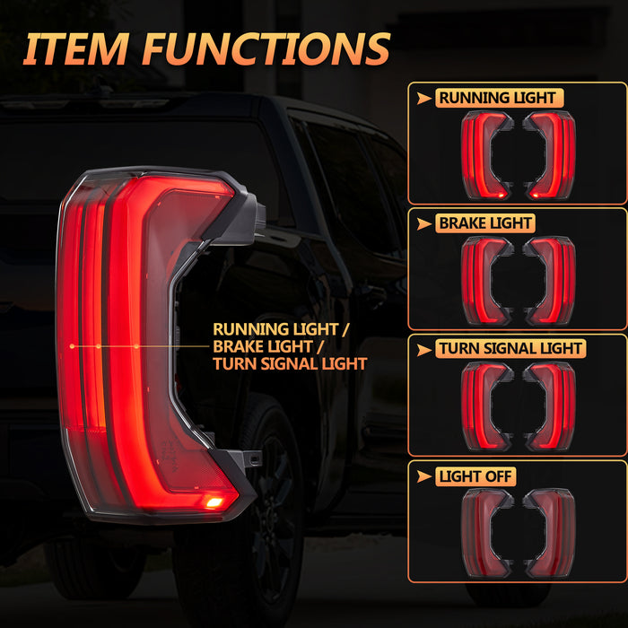 VLAND LED Tail Lights For Toyota Tundra 3rd Gen XK70 2022-2024 With Startup Animation