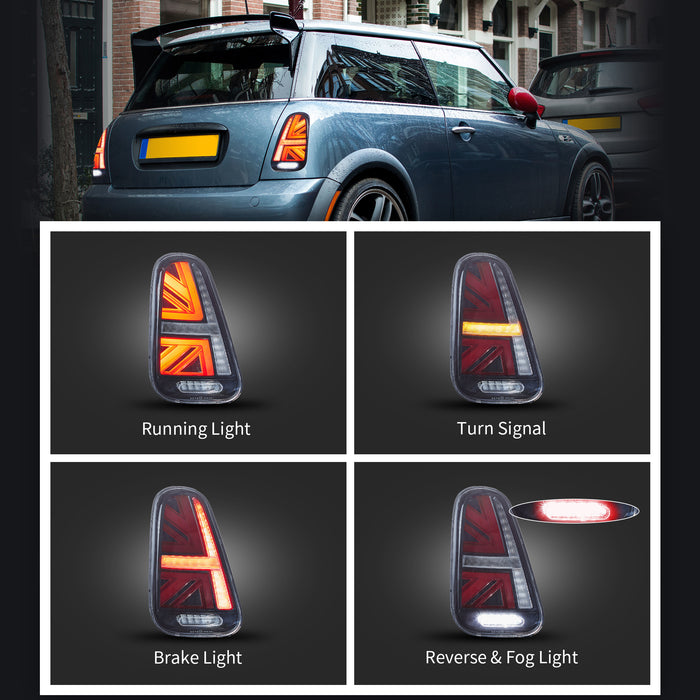 VLAND Full LED Tail Lights For BMW Mini Cooper [Mini Hatch/Cabrio] R50 R52 R53 2001-2006 Aftermarket Lamps [E-MARK.]