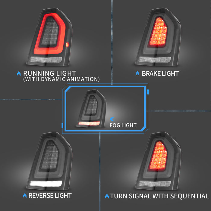 VLAND LED Taillights For Chrysler 300 / Lancia Thema 2nd Gen LD 2011-2014 With Startup Animation