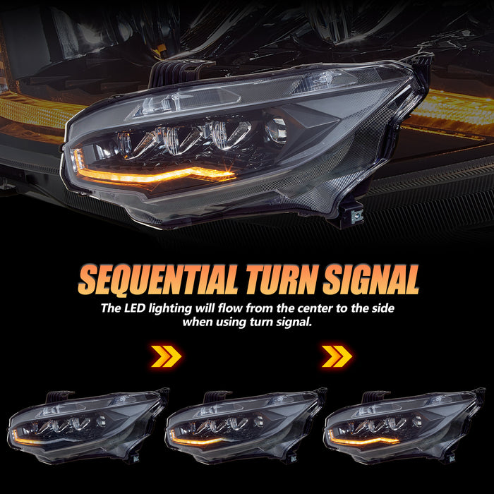 VLAND 2016-2021 Honda Civic LED Headlights Sedan / Hatchback / Coupe