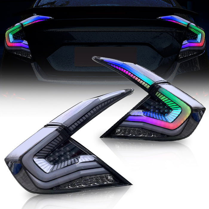 Vland LED RGB Tail Lights For 2016-2021 Honda Civic Sedan 10th Gen [E-MARK.]