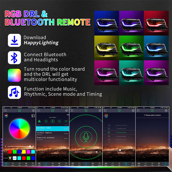 VLAND LED RGB Headlights and Taillights For Chevrolet Camaro 5th Gen Facelift 2014-2015 [DOT.]