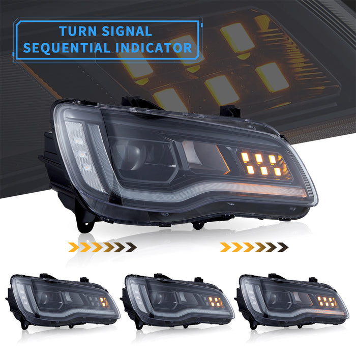 VLAND LED Projector Headllights For Chrysler 300/300C 2011-2023