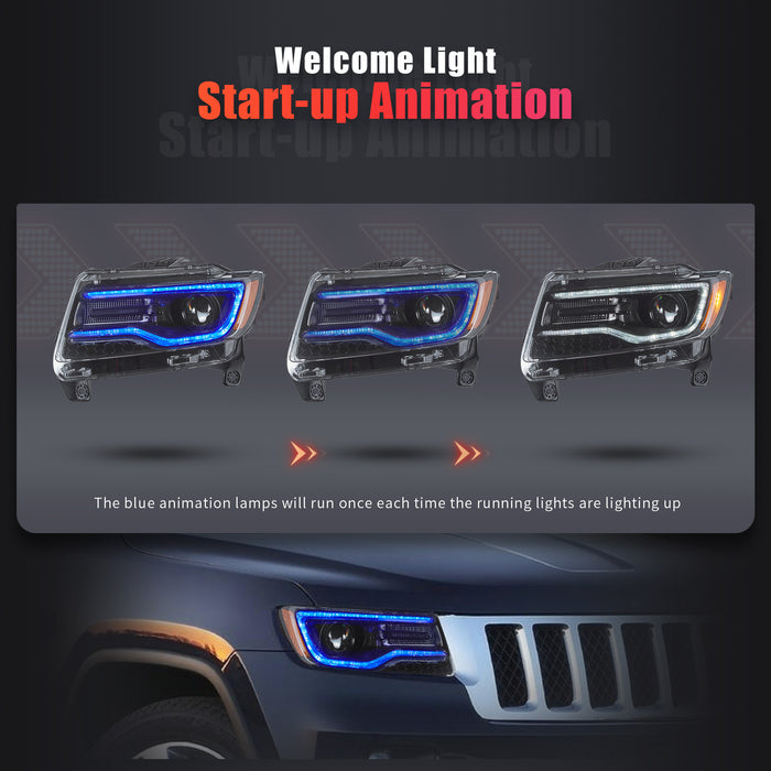 VLAND LED Headlights For Jeep Grand Cherokee WK2 2011-2013 4th Gen [DOT.]