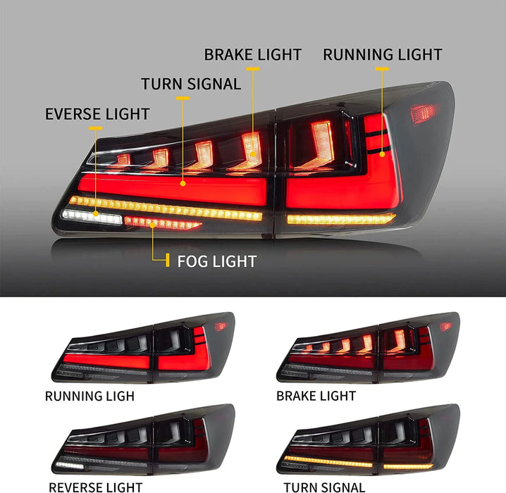 VLAND LED Rear Taillights For Lexus IS250 IS350 2006-2012 IS200d IS F [XE20] 2008-2014