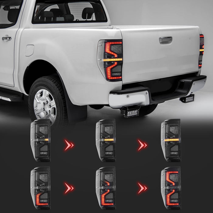 VLAND LED Tail Lights For Ford Ranger T6 2012-2018 1st Gen P375/PX With Sequential Indicators Turn Signals (Not Fit For US Models)