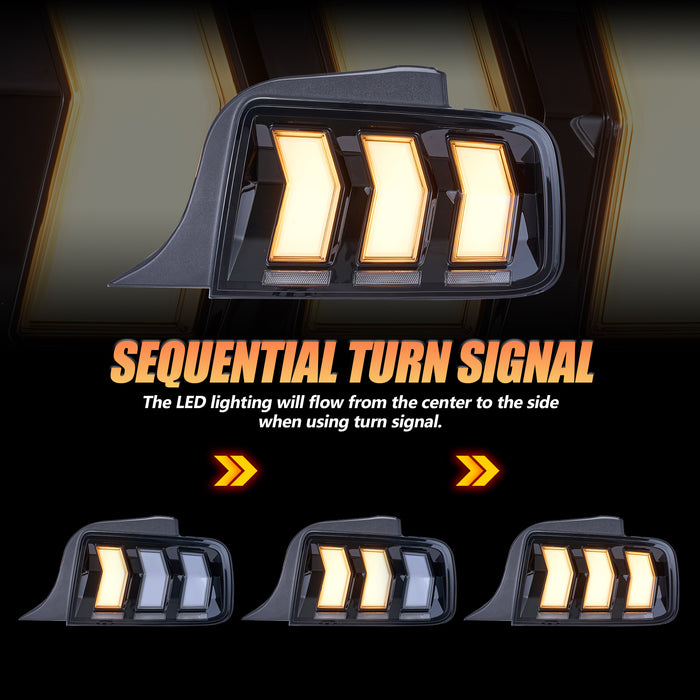 VLAND Full LED RGB Tail Lights For Ford Mustang 2005-2009 with Sequential Turn Signal