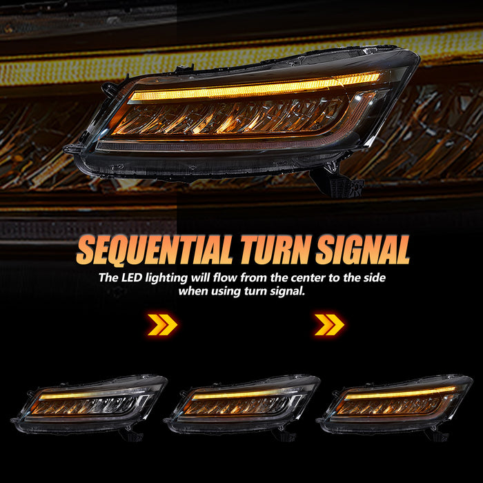 VLAND LED Headlights Honda Accord 2008-2012 8th Gen (NOT FOR 2-DOOR COUPE) With Blue Animation DRL