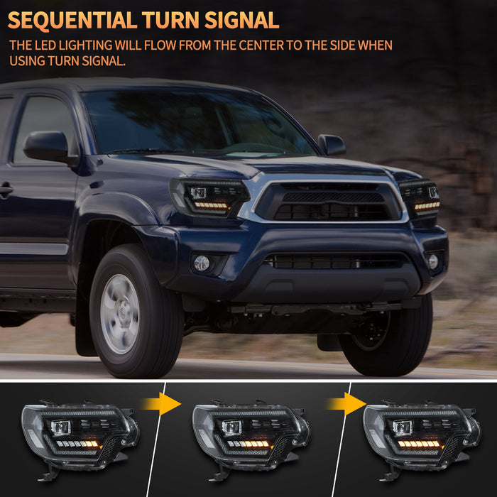 VLAND Full LED Headlights For Toyota Tacoma 2012-2015 2nd Gen Restyled With Dynamic DRL