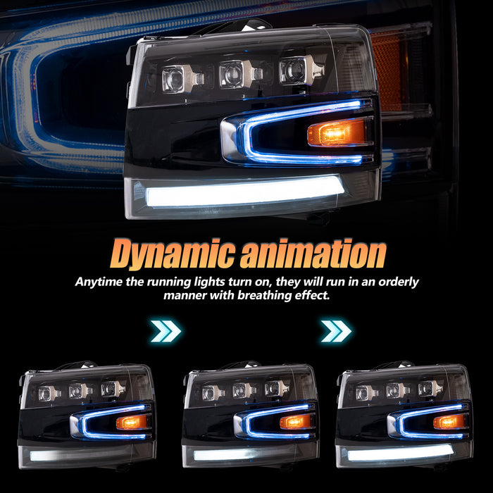 Faros delanteros VLAND para Chevrolet Silverado 1500/2500HD/3500HD 2013-2017