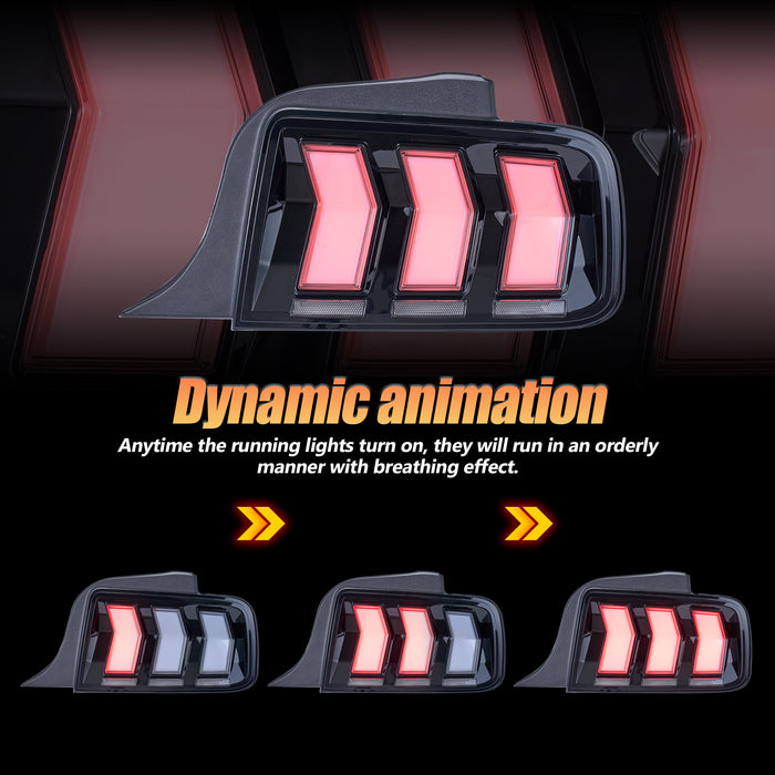 VLAND Full LED RGB Tail Lights For Ford Mustang 2005-2009 with Sequential Turn Signal