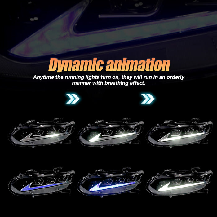 VLAND Full LED Headlights For Honda Accord 2018-2022 10th Gen With Blue Animation & Sequential