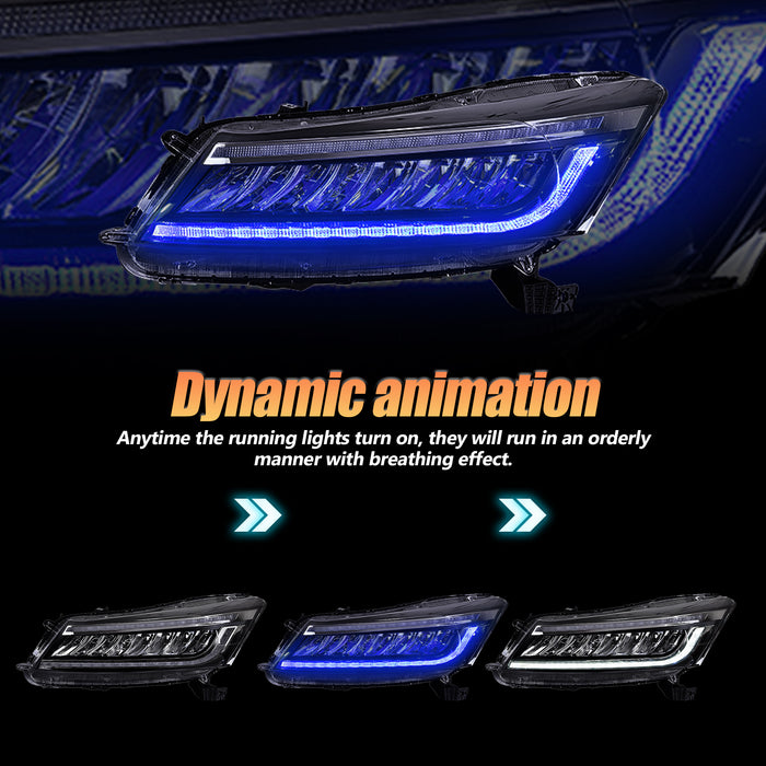 VLAND LED Headlights Honda Accord 2008-2012 8th Gen (NOT FOR 2-DOOR COUPE) With Blue Animation DRL
