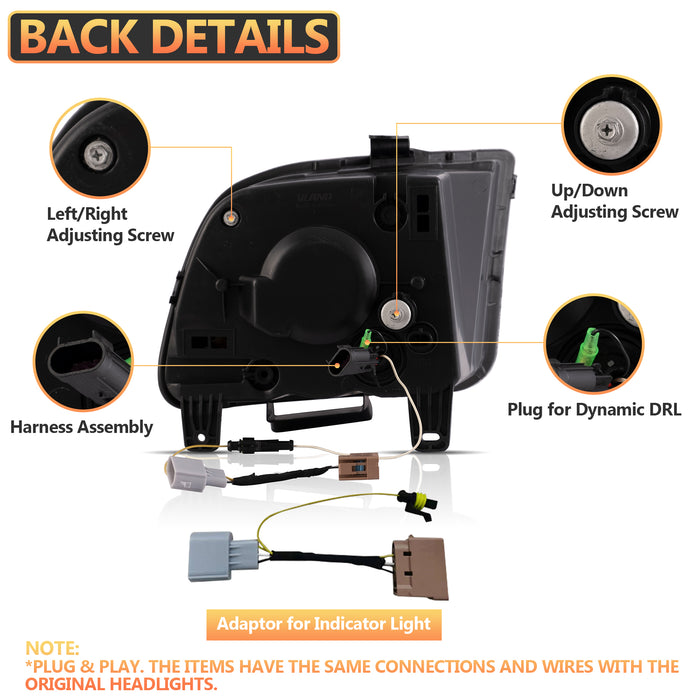 VLAND LED Dual Beam Headlights For Ford Mustang 2005-2009 Front Lights Assembly [SAE. DOT.]