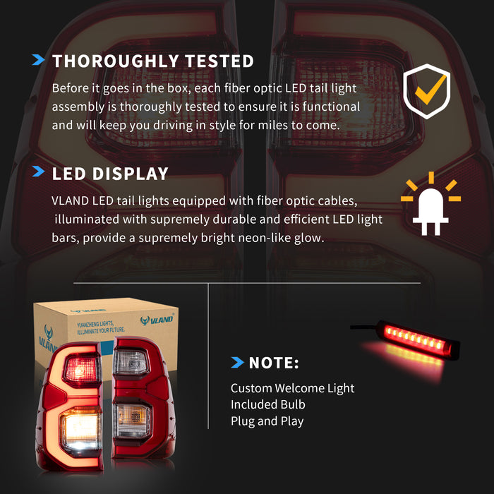 VLAND LED Tail Lights For Toyota Hilux / Vigo 2015-2020 with Start-up Animation