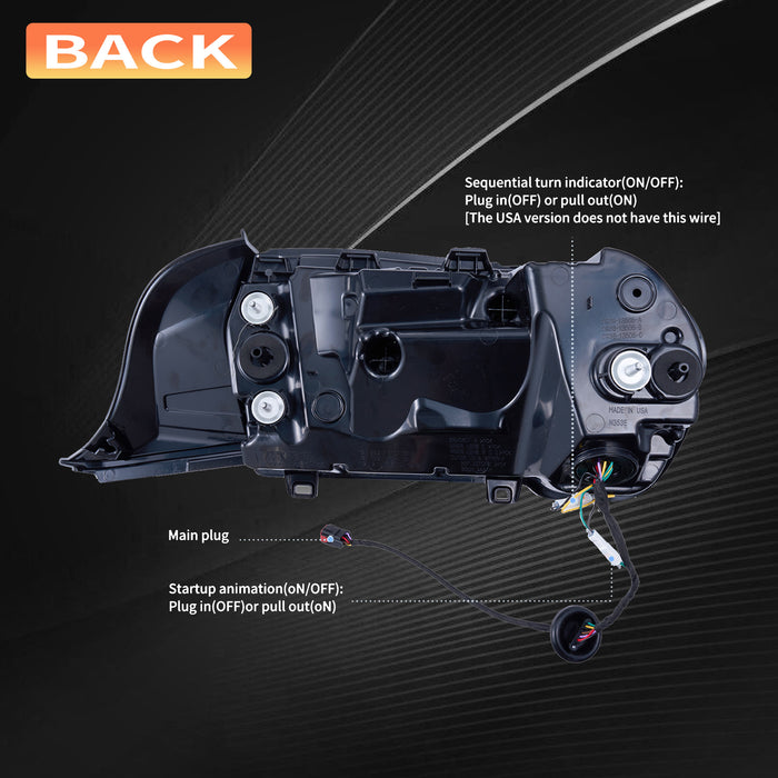 VLAND Full LED Tail Lights For Ford Mustang 2024-2025 with Red Sequential Turn Signal