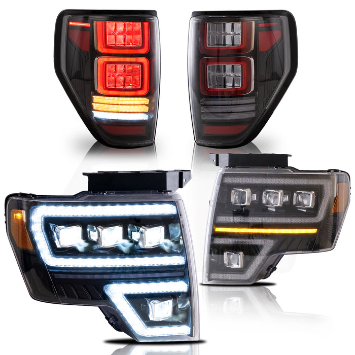 VLAND LED Projector Head Lights and Tail Lights For Ford F150 Pickup 2009-2014 With DRL [DOT. SAE.]