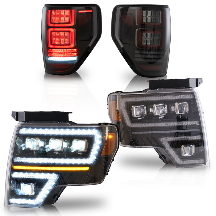 VLAND LED Projector Head Lights and Tail Lights For Ford F150 Pickup 2009-2014 With DRL [DOT. SAE.]