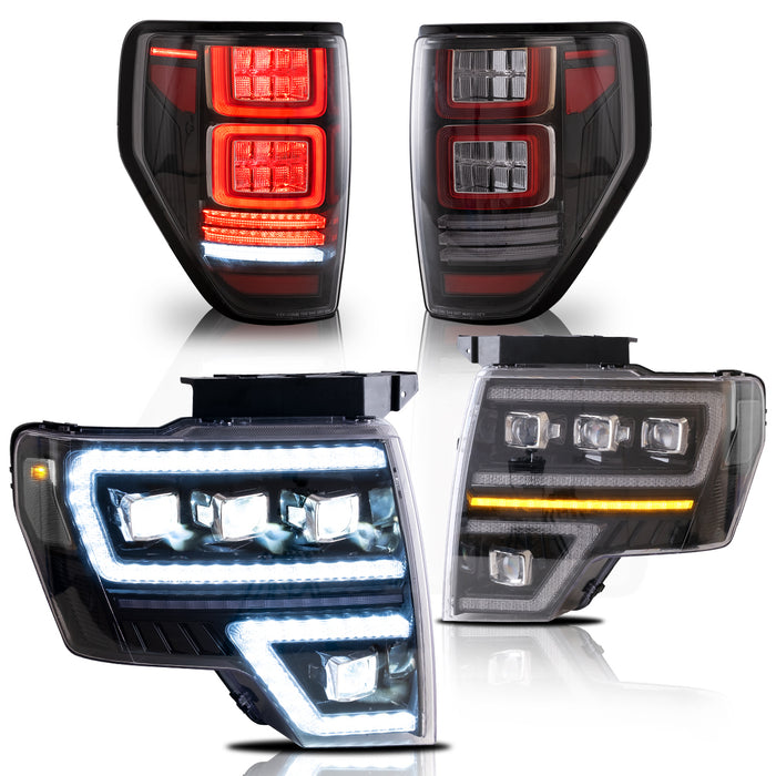 VLAND LED Projector Head Lights and Tail Lights For Ford F150 Pickup 2009-2014 With DRL [DOT. SAE.]