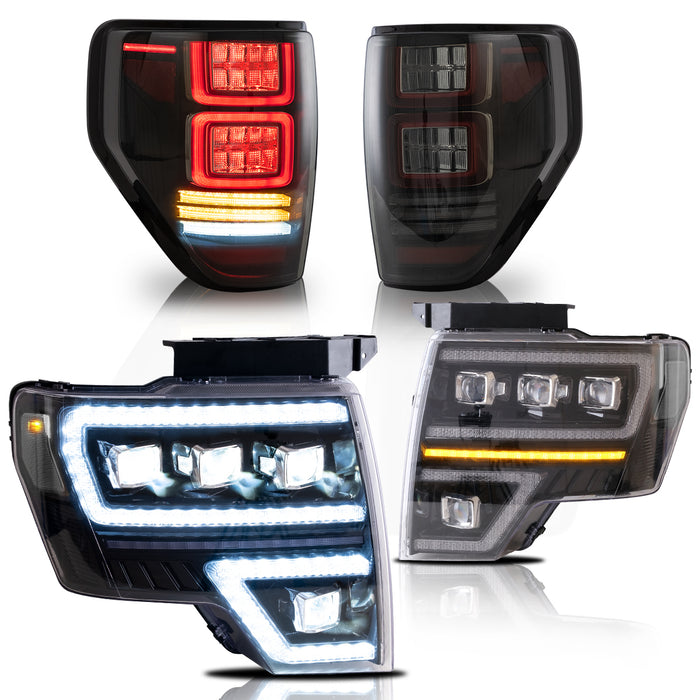 VLAND LED Projector Head Lights and Tail Lights For Ford F150 Pickup 2009-2014 With DRL [DOT. SAE.]