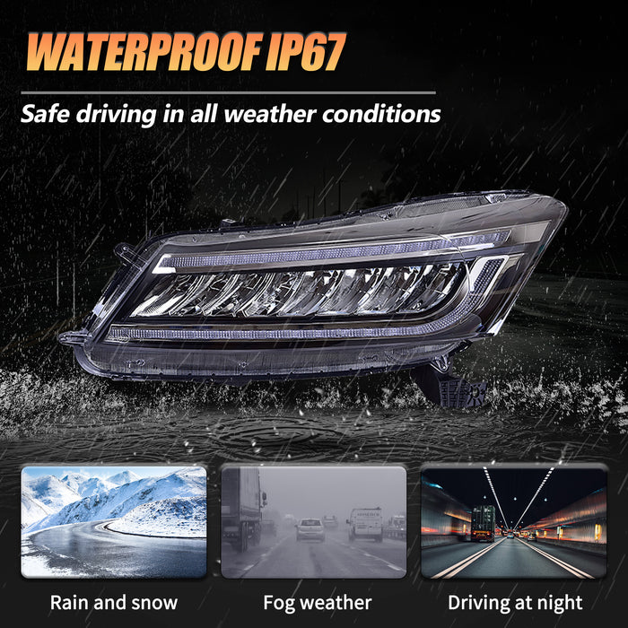 VLAND LED Headlights Honda Accord 2008-2012 8th Gen (NOT FOR 2-DOOR COUPE) With Blue Animation DRL